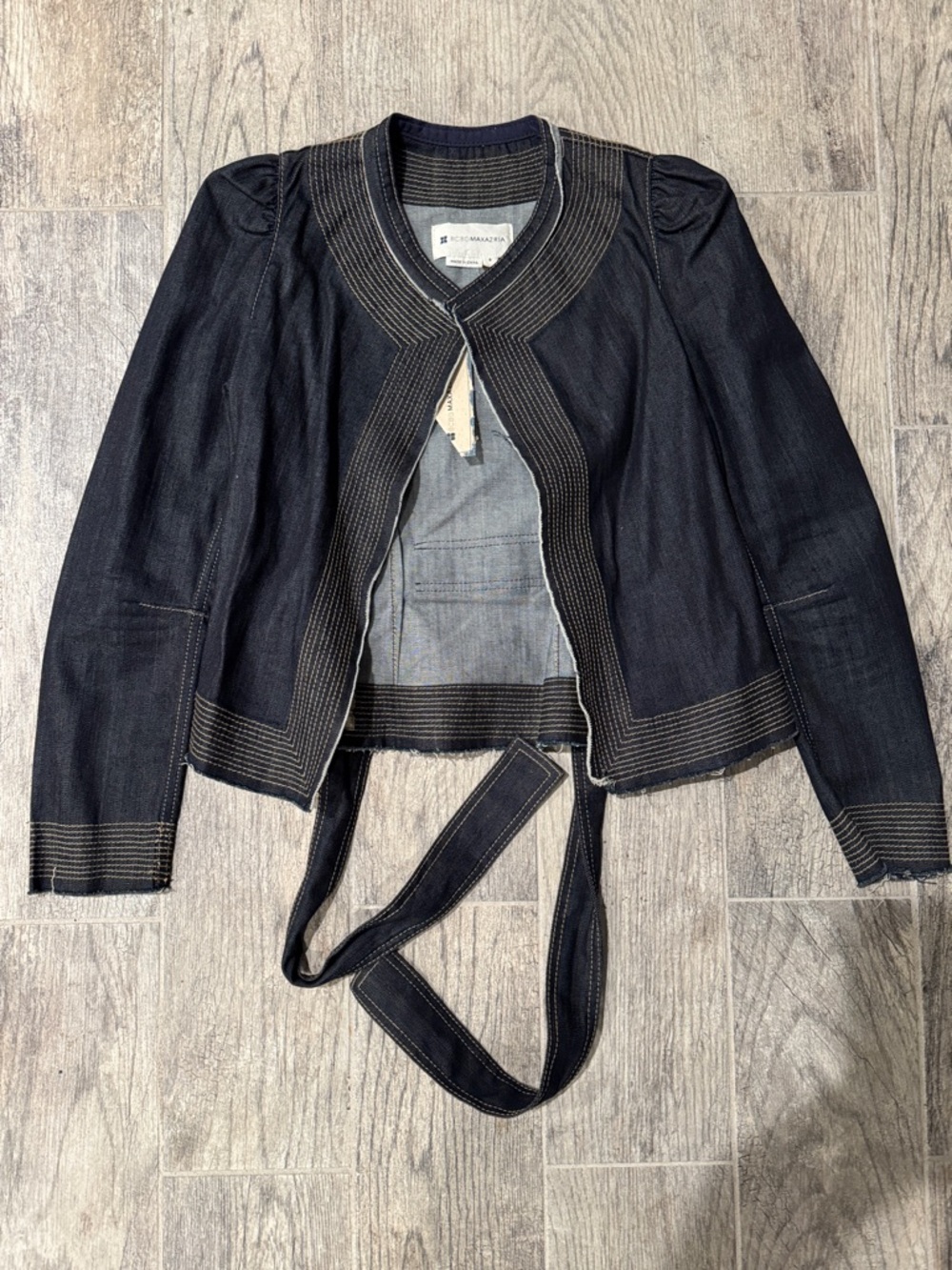 BCBGMaxAzria Dark Indigo Denim Belted Jacket
